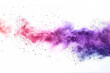 Abstract colorful dust explosion on solid color background, abstract dust splash background