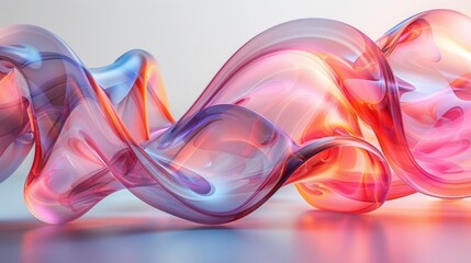 Wall Mural - Ethereal Luminescence: Abstract Shapes Dance in 3D_Generative AI