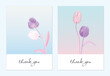 Thank you card, minimalist pastel tulip flowers