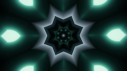 Poster - Floral moving pattern with flickering light. Design. Rapid movement of pulsating and shimmering pattern in cyber jump. Tunnel with pattern in fast stream of pulsations