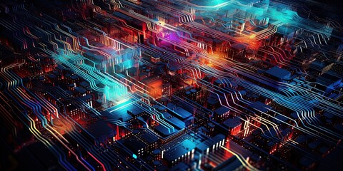 Poster - VIvid abstract electronic circuitry background.