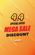 4.4 special offer mega sale discount template banner with blank space for product sale with abstract gradient orange and yellow background design