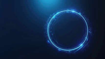 Poster - Abstract glowing circle lines on dark blue background. Seamless geometric lines Modern shiny blue line art future technology background concept