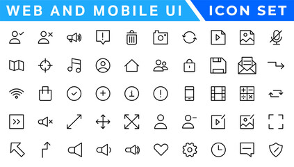 Poster - UI icons set. Vector. For mobile, web, social media, business. User interface elements for mobile app. Simple modern design.