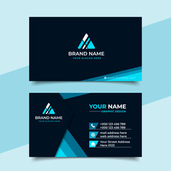 Wall Mural - creative modern professional blue business card and name card horizontal simple clean template vecto