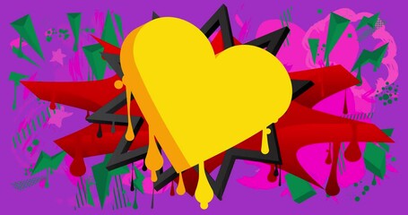 Wall Mural - Heart Graffiti tag animation. Abstract Valentine's Day modern street art video decoration performed in urban painting style.