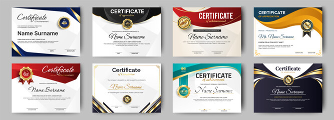 Wall Mural - certificates of completion template with luxury badge and modern line and shapes. horizontal certifi