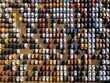 © Surachetsh - Full car outdoor parking in selective focus. Tight colored car rows on parking area vertical upper view. Generative AI.