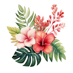 Wall Mural - Dazzling Watercolor Tropical Bouquet Clipart