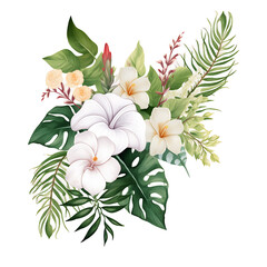 Wall Mural - Airy Watercolor Clipart of a Tropical Bouquet