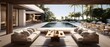 Luxury villa with swimming pool. Panoramic image
