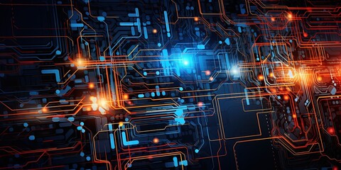 Poster - VIvid abstract electronic circuitry background.