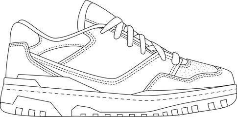 Sticker - sneaker outline illustration vector