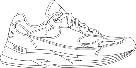 Canvas Print - sneaker outline illustration vector