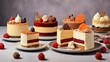A composition of popular desserts: cheesecake, red velvet, tiramisu, and carrot cake, presented in an attractive manner.