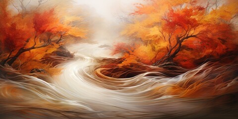 Wall Mural - flowing colors of autumn with movement.