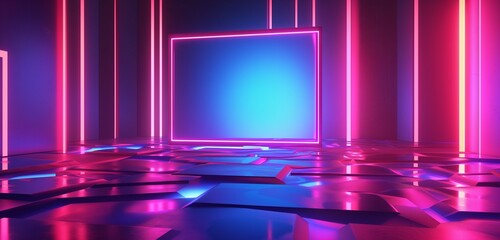 rectangle shape frame with neon borders