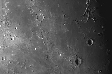 Wall Mural - photo of the lunar surface through an amateur telescope. craters era mauro, parri, reinhold, lansber