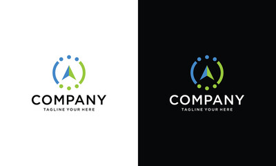 Wall Mural - compass concept logo, icon, symbol, on a black and white background.