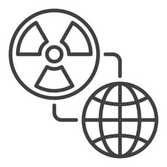 Poster - Earth Globe and Nuclear Bomb in Space vector thin line icon or symbol