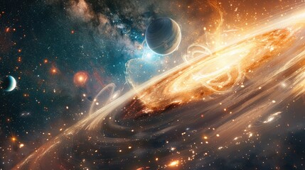Wall Mural - a celestial event with planets aligning in a mesmerizing cosmic dance