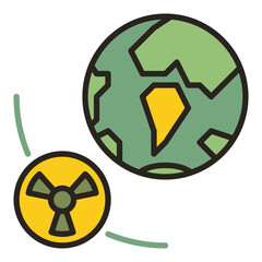 Wall Mural - Nuclear Orbital Bomb in Space and Earth vector colored icon or design element