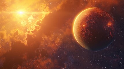 Wall Mural - a space telescope capturing detailed images of a distant exoplanet