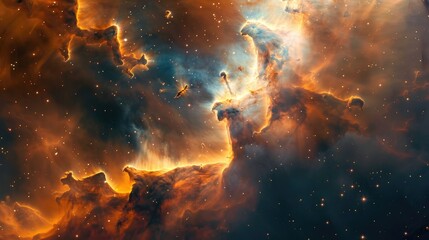 Wall Mural - a space telescope capturing the birth of new stars in a nebula