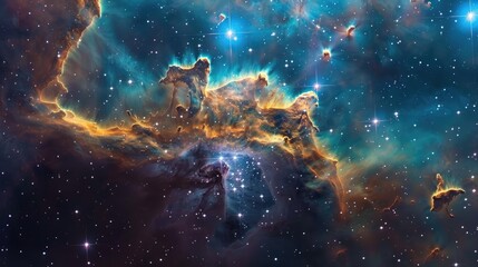 Wall Mural - A space telescope capturing the birth of new stars in a nebula