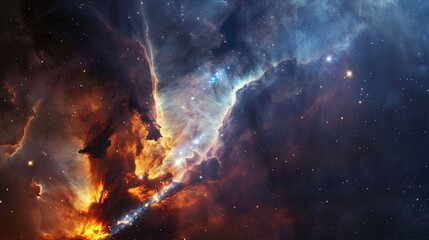 Wall Mural - a space telescope capturing the birth of new stars in a nebula