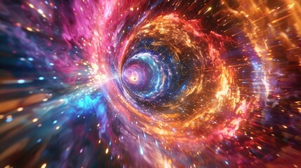 Wall Mural - spaceship entering a colorful wormhole, creating a mesmerizing visual effect