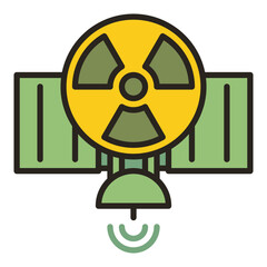 Sticker - Satellite with Nuclear Weapon vector colored icon or symbol