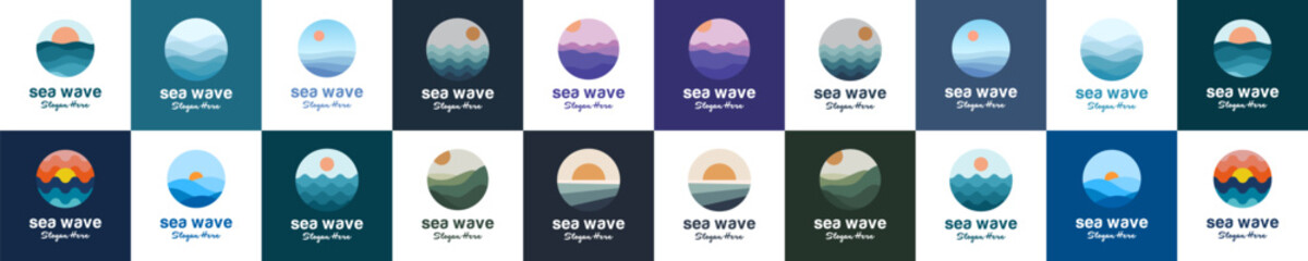 Wall Mural - set of modern sea wave logo design vector