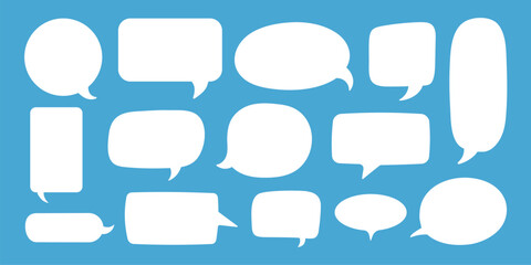 Fototapete - Empty speech bubble. Cartoon text box for message, comic white talk sticker. Doodle speaker comments. Balloon and cloud elements for lettering isolated. Vector set
