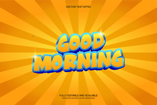 3d text effect good morning vector