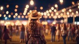 Fototapeta Sport - Woman in country clothes on music festival