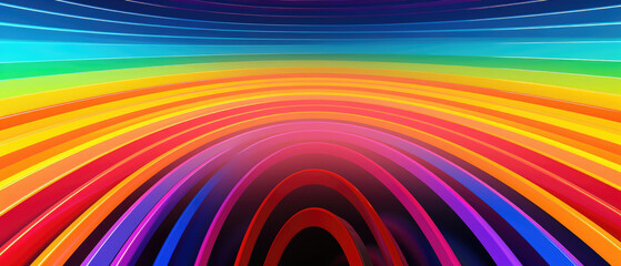 Wall Mural - vintage retro core art gradient linear rainbow lines ray of light vector design on 1980s style wallpaper