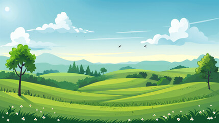 Wall Mural - Green landscape with horizon over land