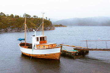 Wall Mural - wooden Norwegian fishing boat