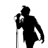 Fototapeta  - silhouette of a person with microphone