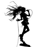 Fototapeta  - silhouette of a girl with headphones