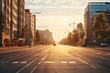 Empty Morning Street in Downtown Vilnius. Urban Landscape of City Road in Europe, Lithuania with Daylight Background for Travel Concept