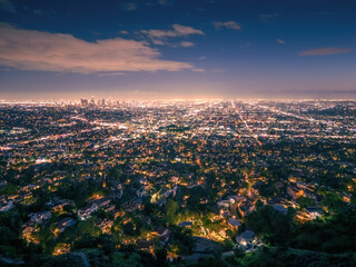 City of Los Angeles cityscape at night.