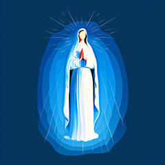 Wall Mural - Our lady of grace, blessed Virgin Mary. Flat vector