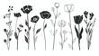 vector handdrawn cartoon flower silhouette. stock