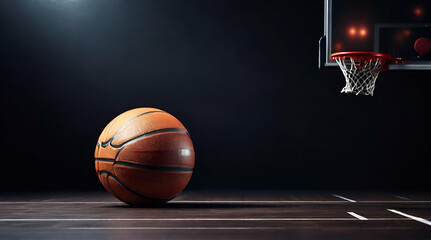 Wall Mural - basketball ball on dark background. sport concept.generative ai