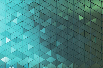 Poster - Creative sparkling blue triangular landing page background. 3D Rendering.