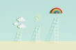 © Davide Illini/Stocksy - 3d rendering of Staircase, Rainbow, Lightning and Cloud.