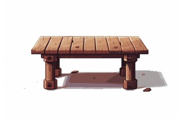 brown pixel art table with a shelf for storage, perfect for video games with limited palettes