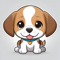 Wall Mural - Illustrations of cute little puppies, beagles, bulldogs.